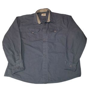 Wranglers Authentics 100% Cotton Dk Gray, Button Up Long Sleeve Shirt Size 2XLM